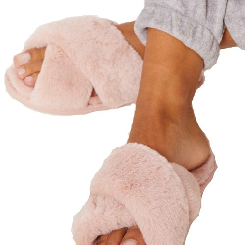 Evie Baby Pink Fluffy Slippers - KITTY KAT