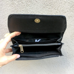 Apollonia Embroidered Bohemian Black Leather Wallets - KITTY KAT