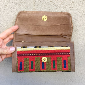 Apollonia Embroidered Aztec Bohemian Tan Leather Wallet - KITTY KAT