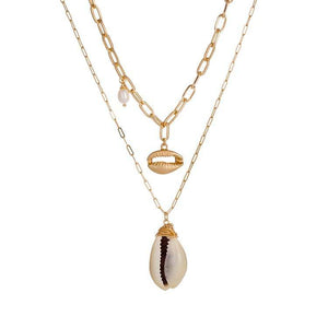 Goldie Cowrie Shell & Freshwater Pearl Multi Layer Necklace - KITTY KAT