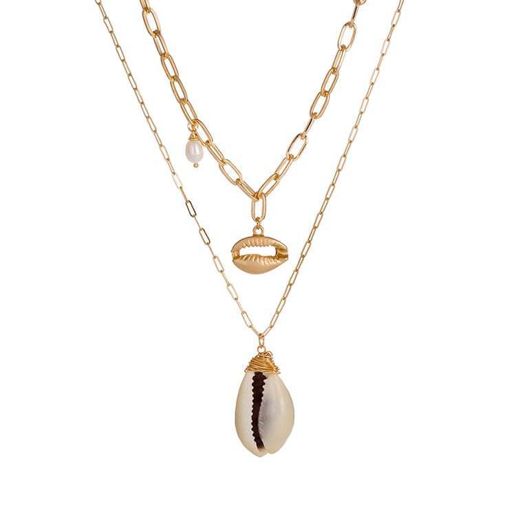 Gold cowrie deals shell necklace