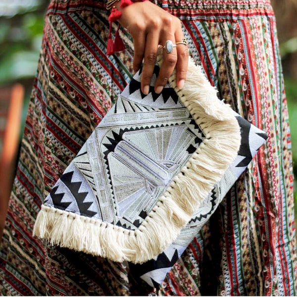 Santorini Fringed Boho Festival Clutch Bag | KITTY KAT