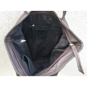 Brianna Chocolate Brown Leather Shoulder Handbag - KITTY KAT