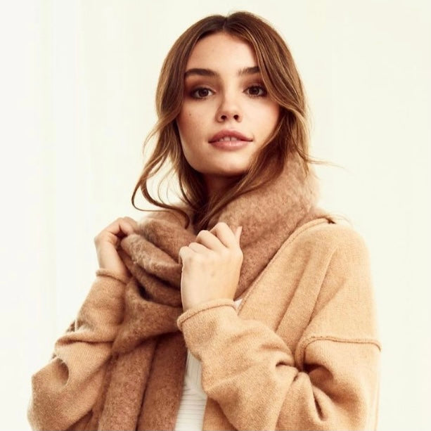 Cara Mocha Tan Fringed Scarf - KITTY KAT