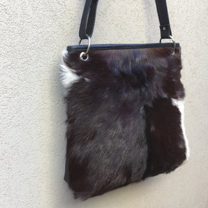 Azahara Leather and Lambs Fur Crossbody Satchel Bag - KITTY KAT