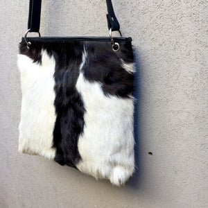 Azahara Leather and Lambs Fur Crossbody Satchel Bag - KITTY KAT