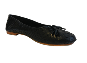 Black Pythonskin and Leather Ballet Shoes - KITTY KAT