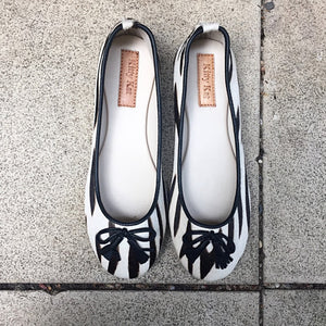Zebra Ponyskin and Leather Ballet Shoes - KITTY KAT