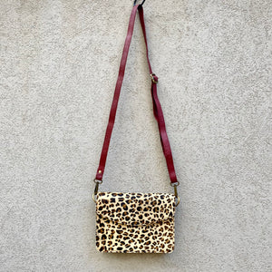 Lucinda Cowhide and Leather Crossbody Clutch Bag - Leopard, Black - KITTY KAT