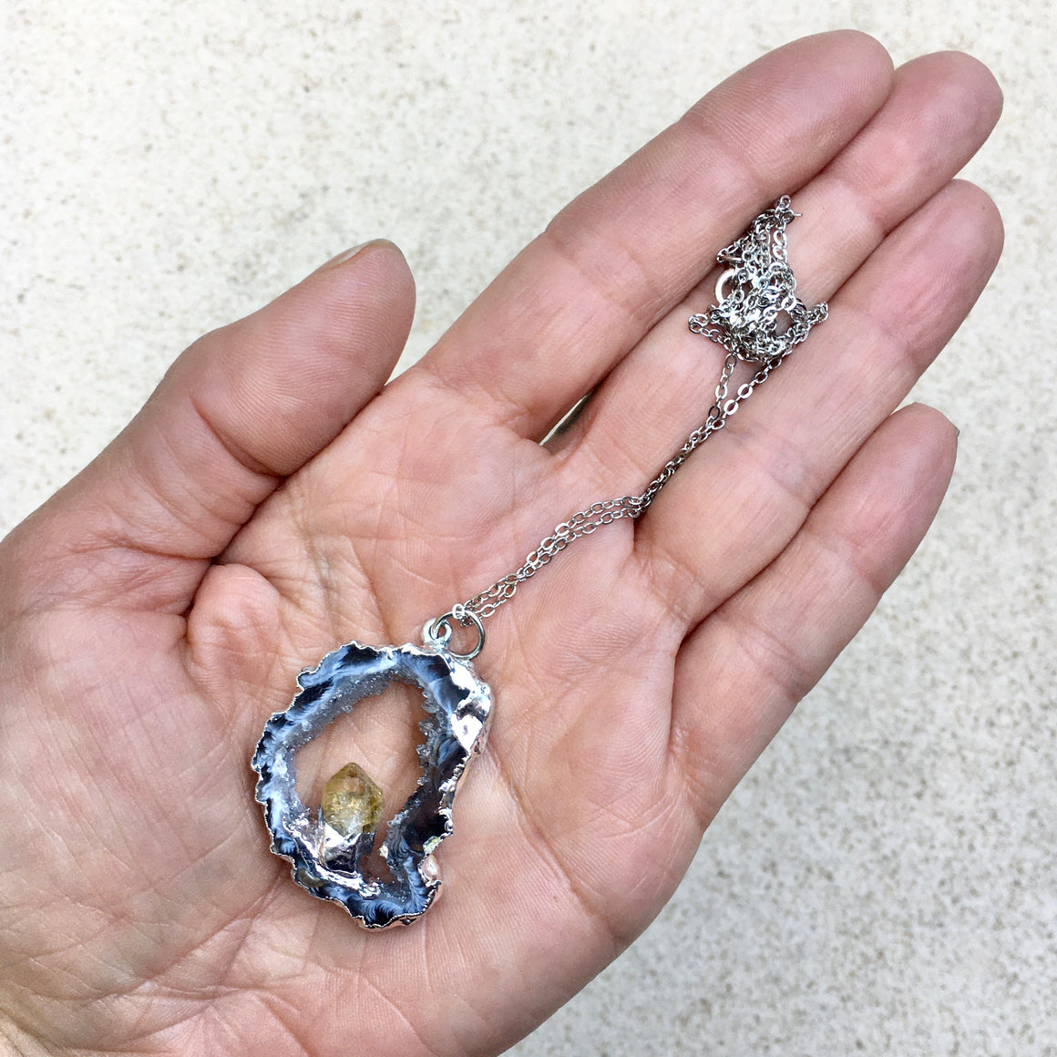 3rd Eye Sliced Citrine Crystal Necklace - KITTY KAT
