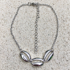 Luna Cowrie Shell & Wave White Gold Plated 2 Strand Anklet - KITTY KAT