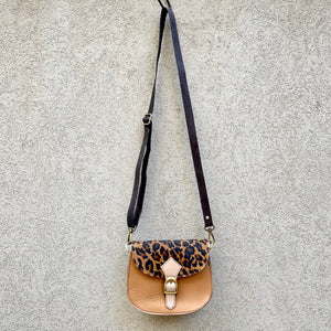 Jupiter Cowhide and Leather Crossbody Clutch Bag - Leopard, Pale Grey - KITTY KAT