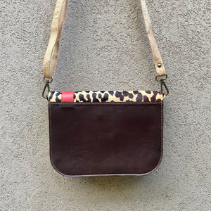 Paris Cowhide and Leather Crossbody Clutch Bag - Leopard, Tan, Chocolate - KITTY KAT