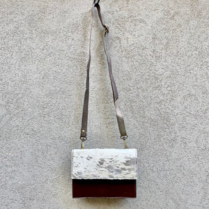 Star Cowhide and Leather Crossbody Clutch Bag - White, Silver Foil, Chocolate, Taupe - KITTY KAT