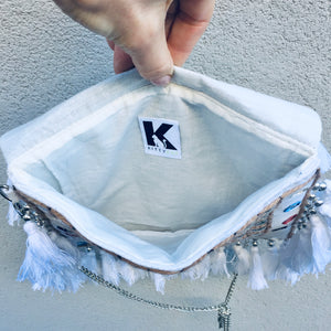 Jayne Bohemian White Fringed Festival Clutch Bag - KITTY KAT