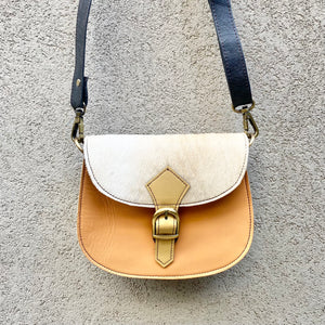 Jupiter Cowhide and Leather Crossbody Clutch Bag - White, Peach, Slate Grey - KITTY KAT