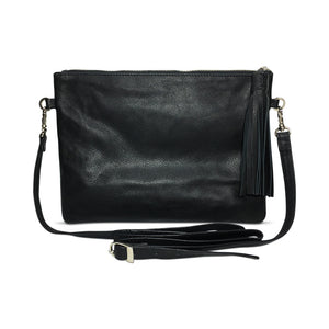 Midnight Cowhide and Leather Crossbody Clutch Bag - KITTY KAT