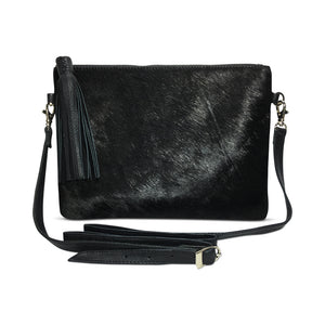 Midnight Cowhide and Leather Crossbody Clutch Bag - KITTY KAT